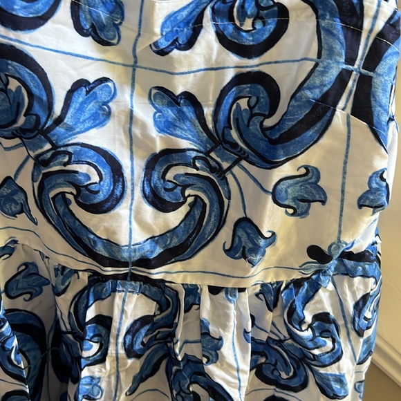 Tuckernuck Capri Blue Majolica Tile Shiulder Tie Caftan Dress XL - Picture 3 of 4